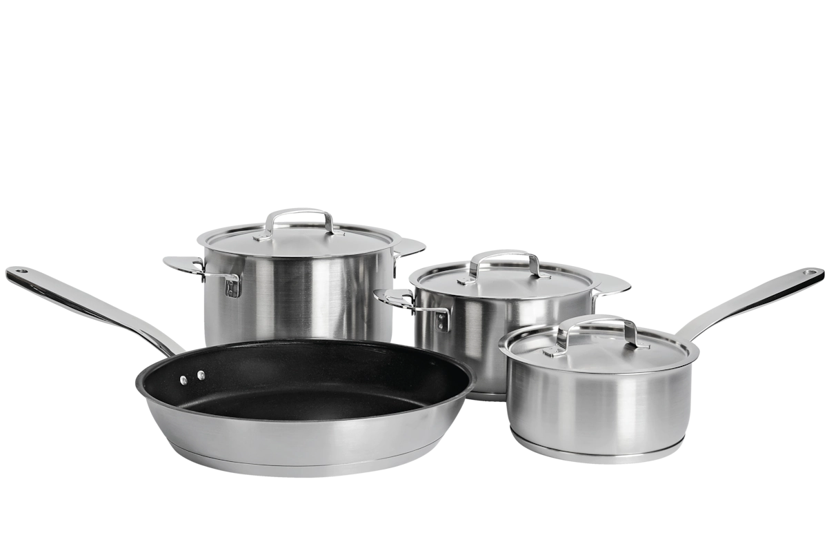 Комплект посуды All Steel с логотипом Miele 4 предмета KMTS 5704-2 Miele купить в Курске | Всегда в наличии! | Артикул 11945190 | Официальный сайт